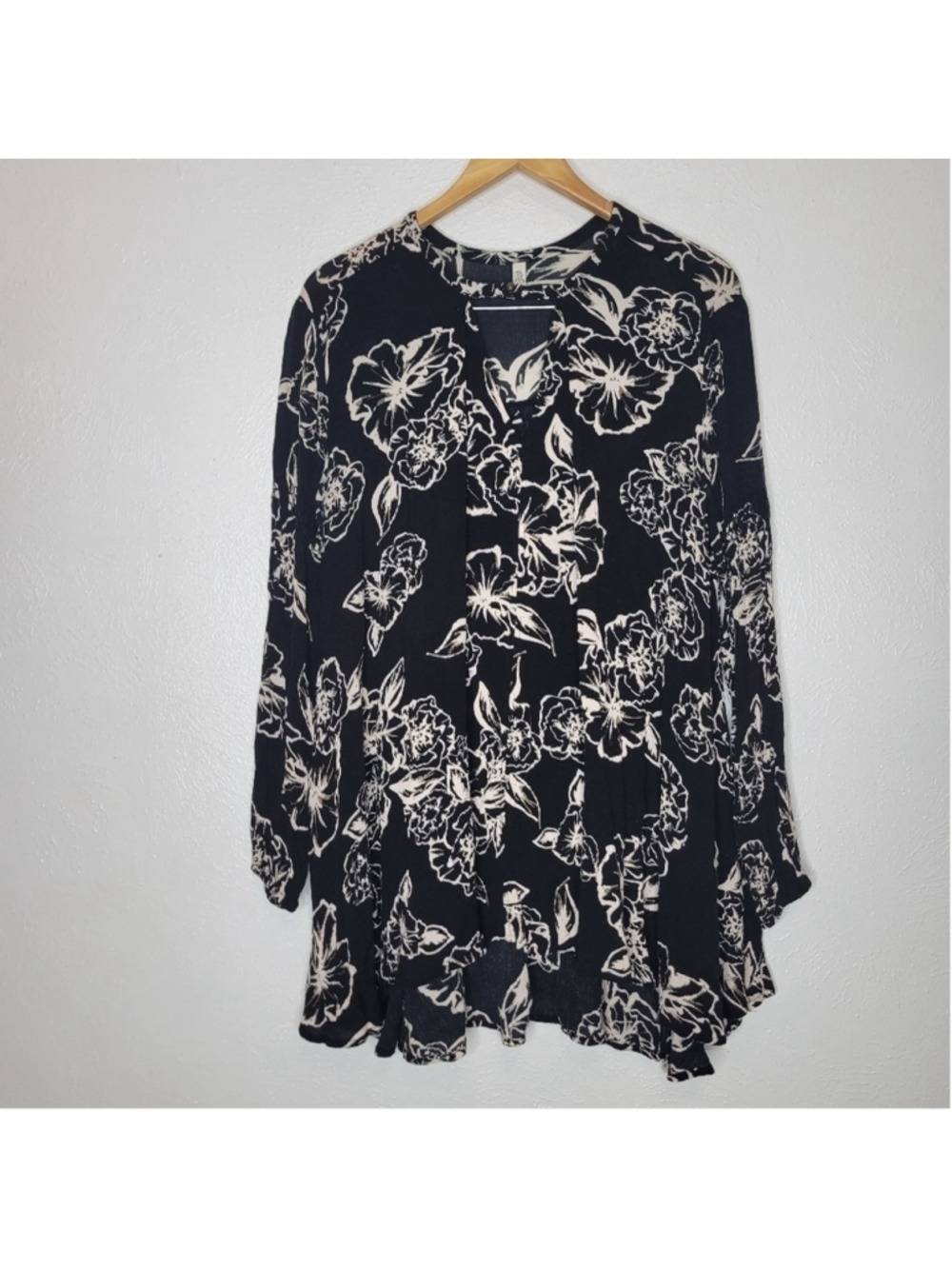 Free People Black Foil Floral Swing Dress Women's Size XSmall - Picture 3 of 12